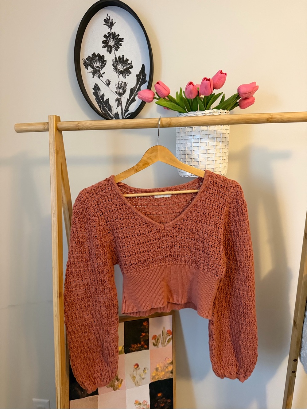 Chunky Knit V-Neck Cropped Sweater